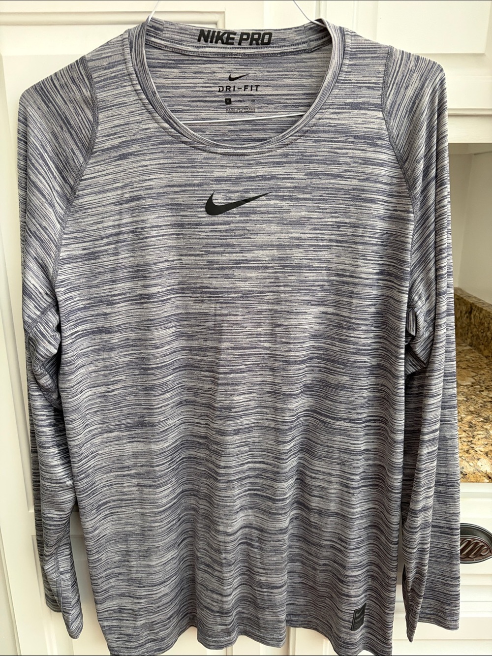 Nike Long Sleeve Dri-FIT Heathered Gray Performance Top